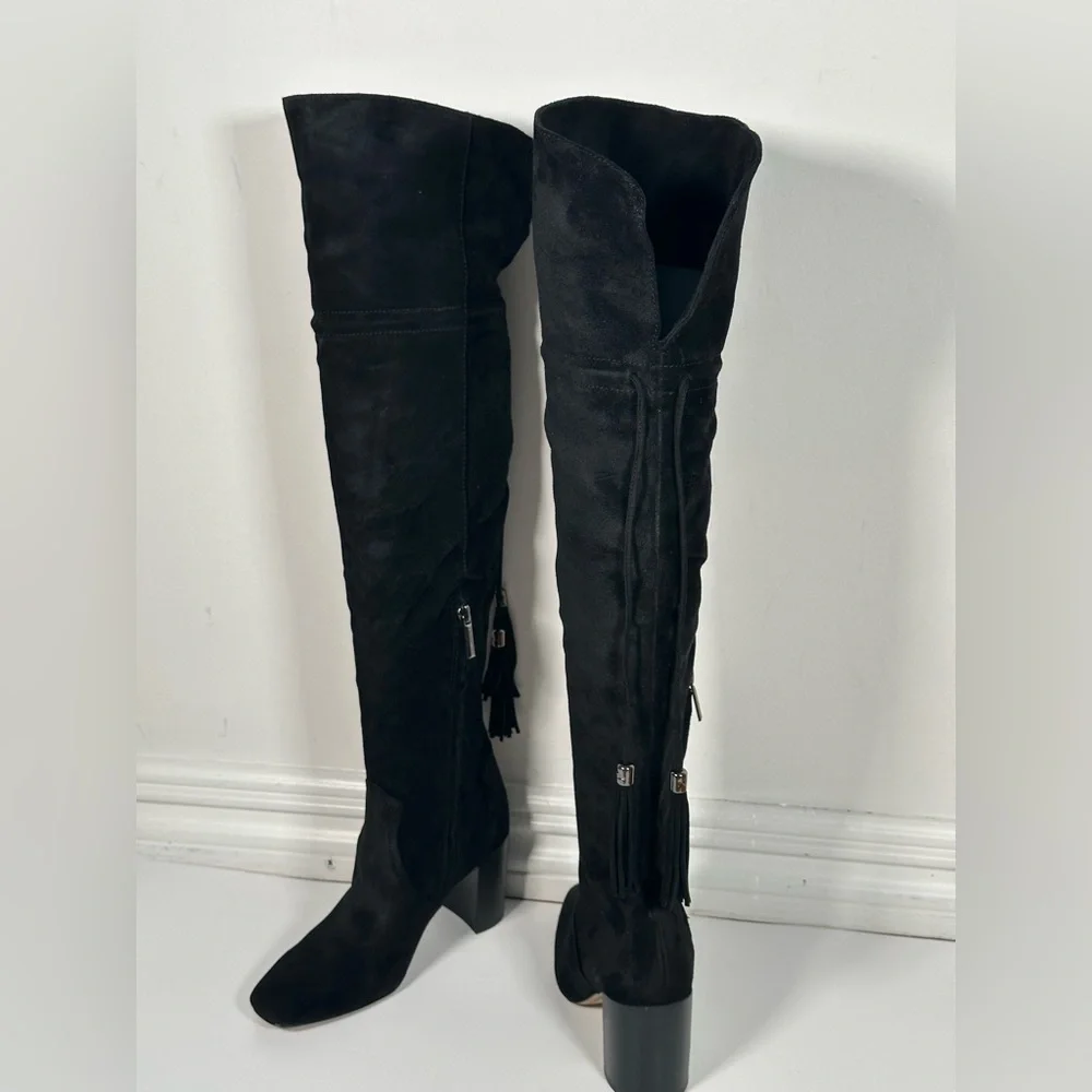 Karl Lagerfeld Boots Black Suede Knee-High Size 5.5